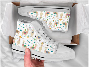 White Llama High Top Shoes For Women, Shoes For Men Custom Shoes White White Llama High Top Shoes For Women, Shoes For Men Custom Shoes White - Vegamart.com