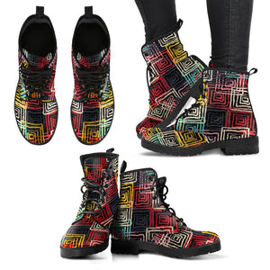Abstract Ethnic P5 - Leather Boots for Women