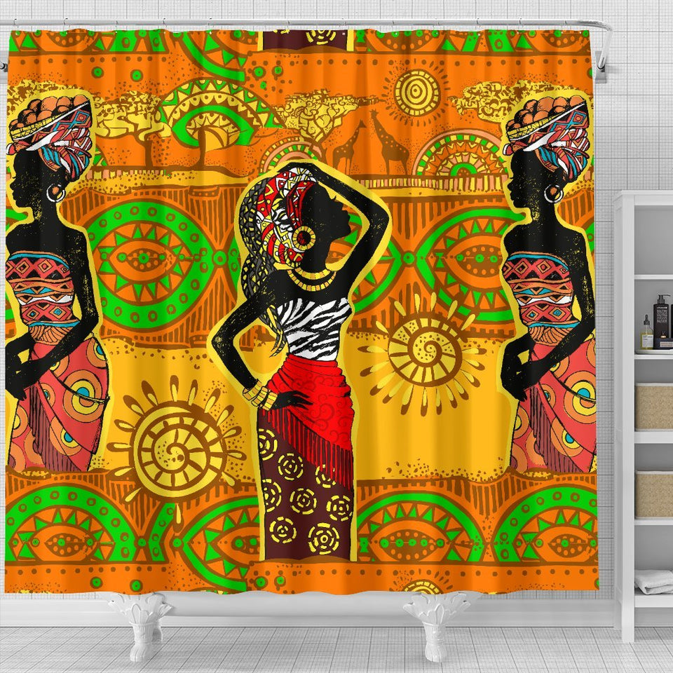 African Girl Print Shower Curtain