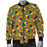 African Kente Pattern Print Men Casual Bomber Jacket