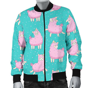 Alpaca Pattern Print Men Casual Bomber Jacket