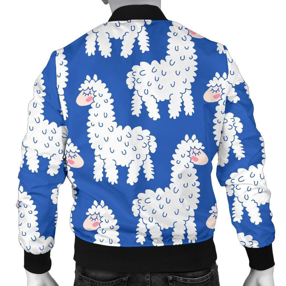 Alpaca Print Pattern Men Casual Bomber Jacket