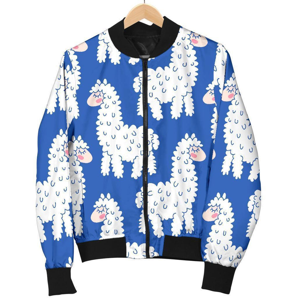 Alpaca Print Pattern Men Casual Bomber Jacket