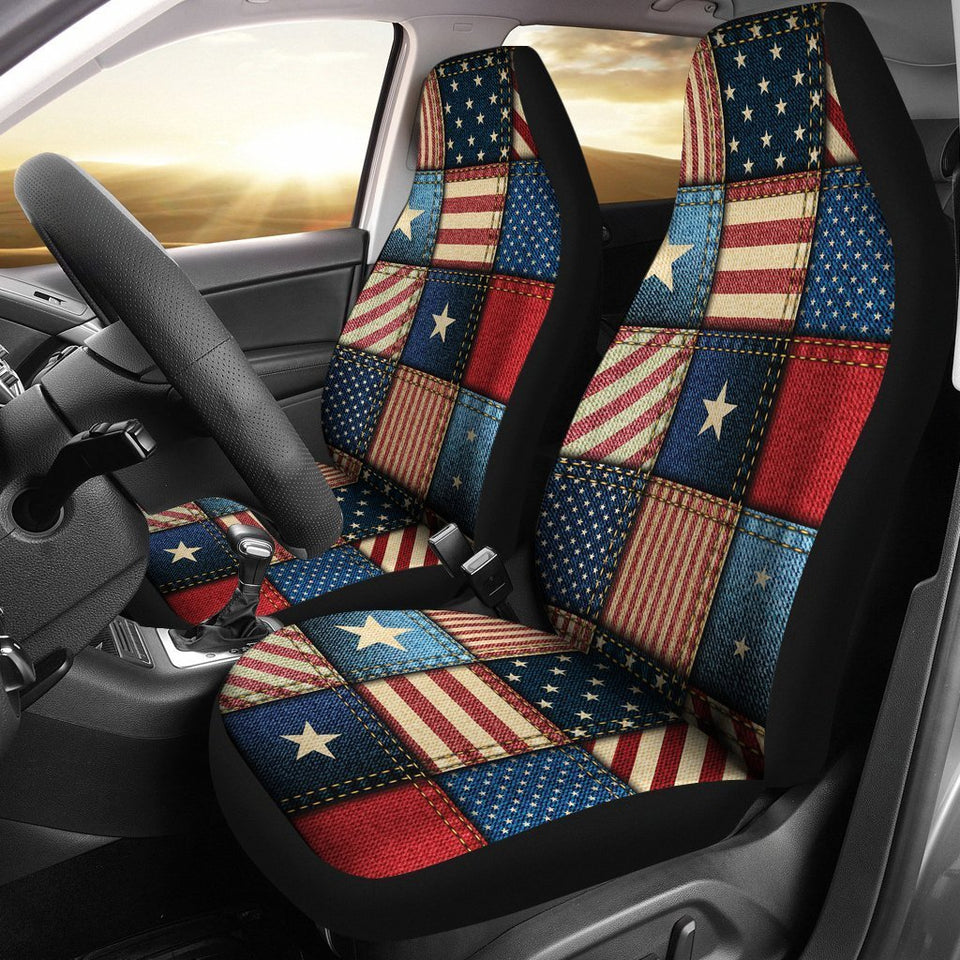 American Flag Patchwork Design Car Seat Covers Set 2 Pc, Car Accessories Car Mats Covers American Flag Patchwork Design Car Seat Covers Set 2 Pc, Car Accessories Car Mats Covers - Vegamart.com