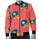 American Football Pattern Print Men Casual Bomber Jacket