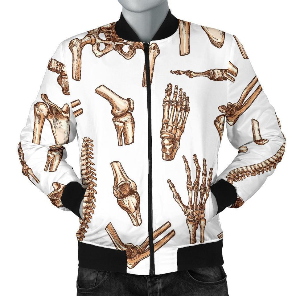 Anatomy Bone Pattern Print Men Casual Bomber Jacket