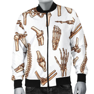 Anatomy Bone Pattern Print Men Casual Bomber Jacket