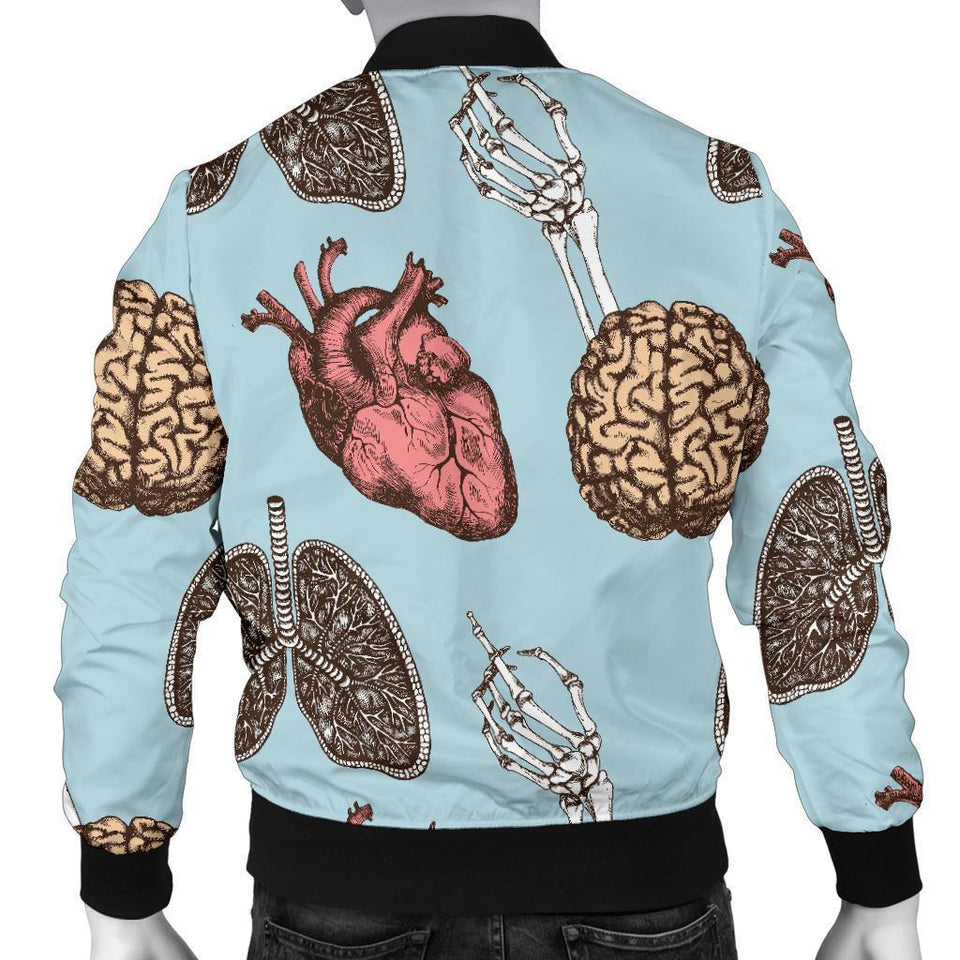 Anatomy Pattern Print Men Casual Bomber Jacket