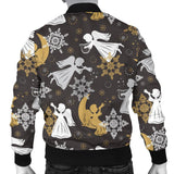 Angel Snowflake Print Pattern Men Casual Bomber Jacket