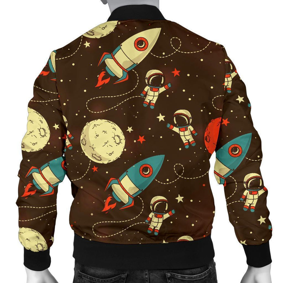 Astronaut Space Pattern Print Men Casual Bomber Jacket
