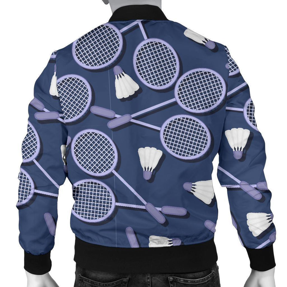 Badminton Pattern Print Men Casual Bomber Jacket
