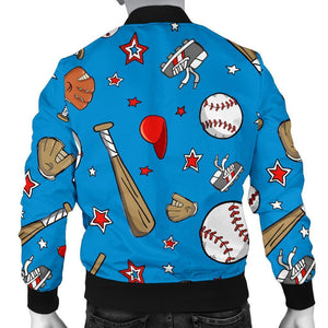 Baseball Pattern Print Men Casual Bomber Jacket