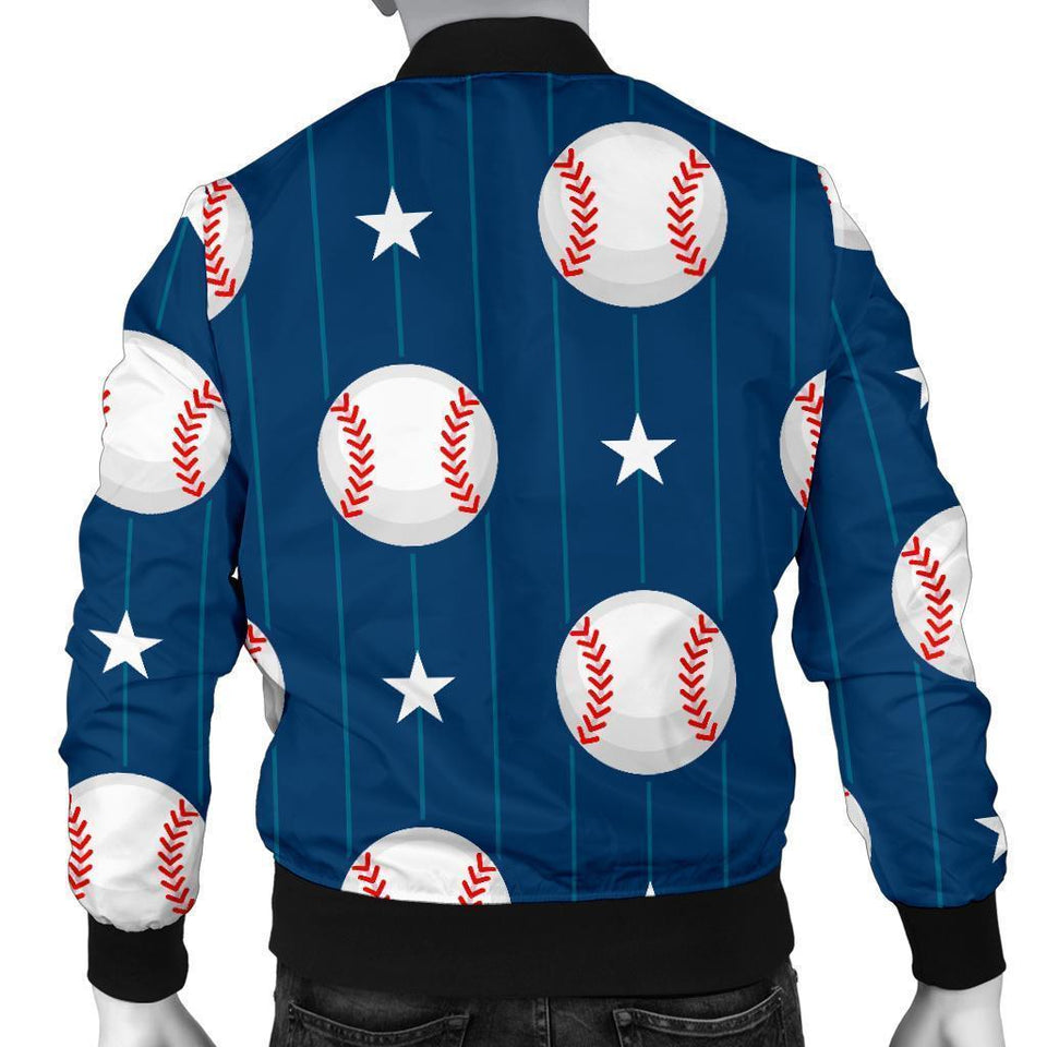 Baseball Star Pattern Print Men Casual Bomber Jacket
