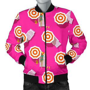 Beach Pink Pattern Print Men Casual Bomber Jacket