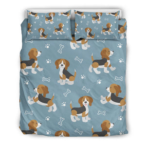 Beagle Paw Dog Bone Pattern Print Duvet Cover Bedding Set