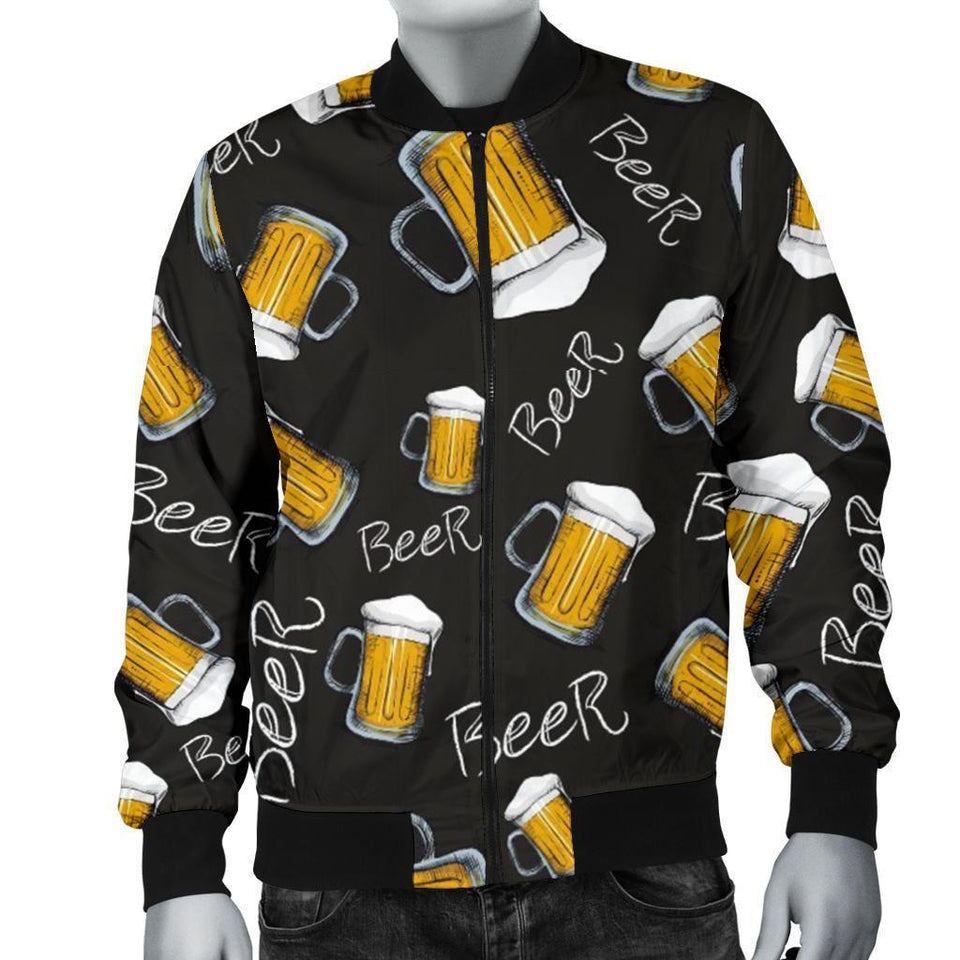 Beer Pattern Print Men Casual Bomber Jacket