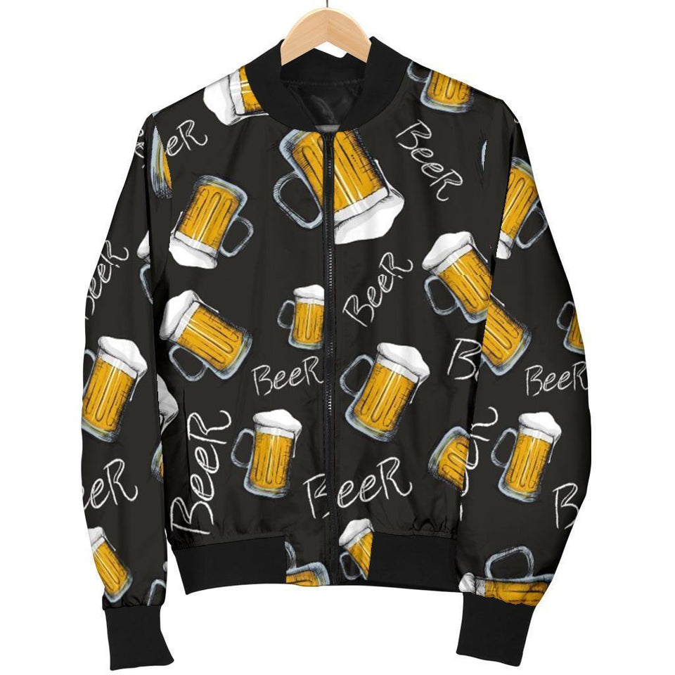 Beer Pattern Print Men Casual Bomber Jacket