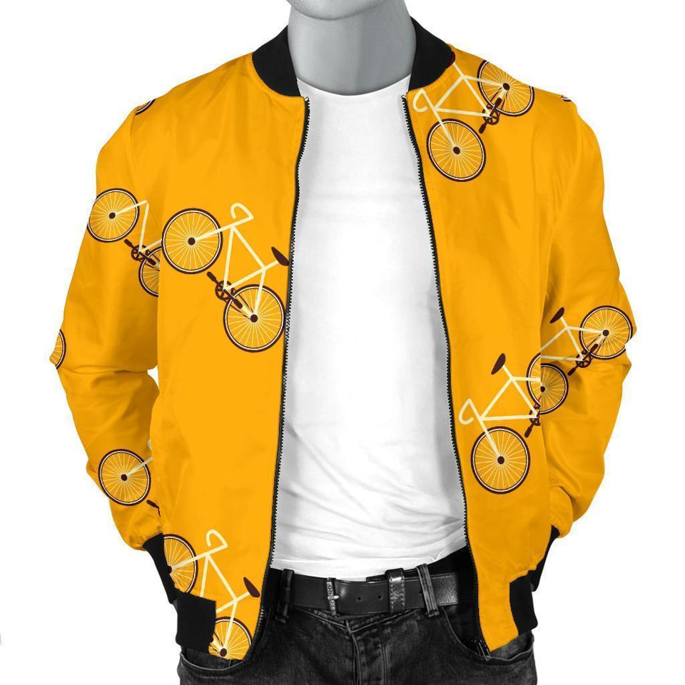 Bicycle Pattern Print Men Casual Bomber Jacket