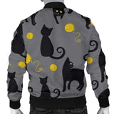 Black Cat Knit Pattern Print Men Casual Bomber Jacket