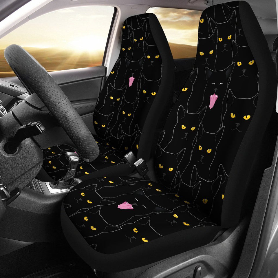 Black Cat Yellow Eyes Print Pattern Car Seat Covers Set 2 Pc, Car Accessories Car Mats Covers Black Cat Yellow Eyes Print Pattern Car Seat Covers Set 2 Pc, Car Accessories Car Mats Covers - Vegamart.com