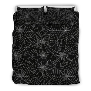 Black Spider Web Pattern Print Duvet Cover Bedding Set