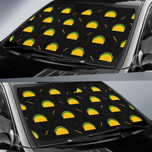 Black Taco Pattern Print Car Sun Shade