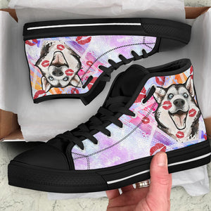 Husky Kiss High Top Shoes For Women, Shoes For Men Custom Shoes Husky Kiss High Top Shoes For Women, Shoes For Men Custom Shoes - Vegamart.com