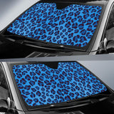 Blue Cheetah Leopard Pattern Print Car Sun Shade
