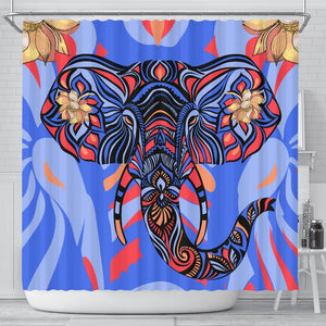 Blue Elephant Indian Mandala Shower Curtain