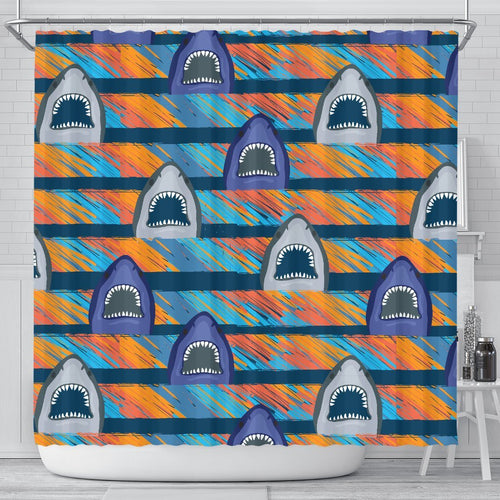 Blue Shark Pattern Shower Curtain