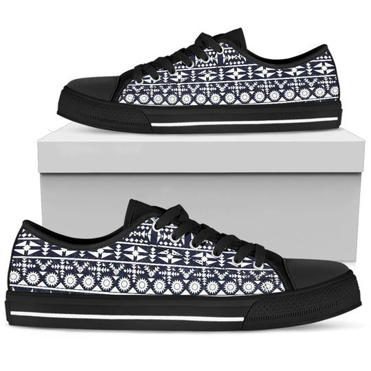 Blue White Tribal Aztec Low Top Shoes For Men, Women Blue White Tribal Aztec Low Top Shoes For Men, Women - Vegamart.com