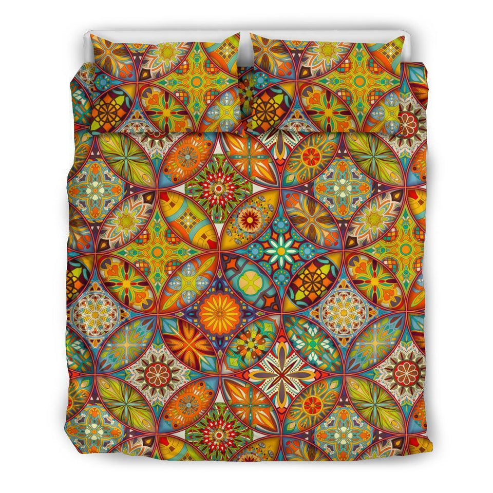 Bohemian Patchwork Print Pattern Duvet Cover Bedding Set