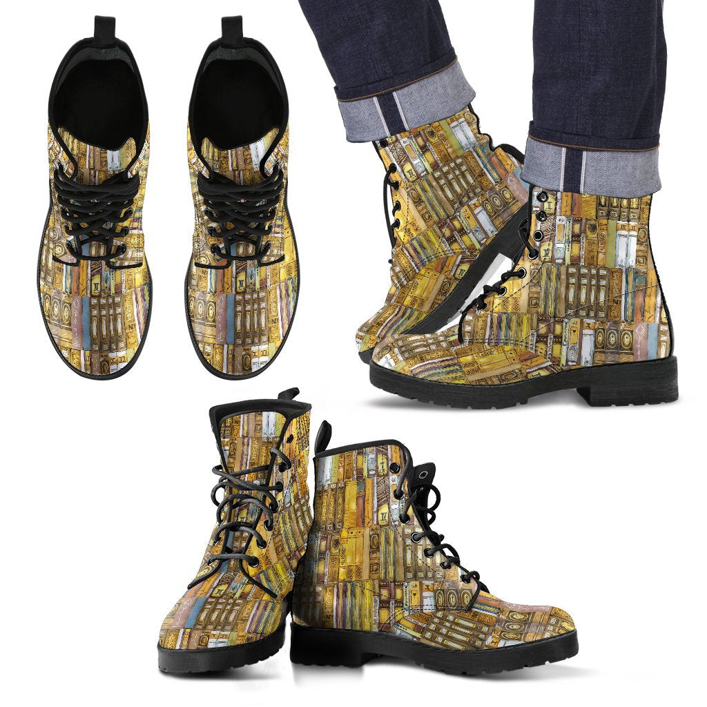 Book Lover Library Librarian Pattern Print Men Women Leather Boots