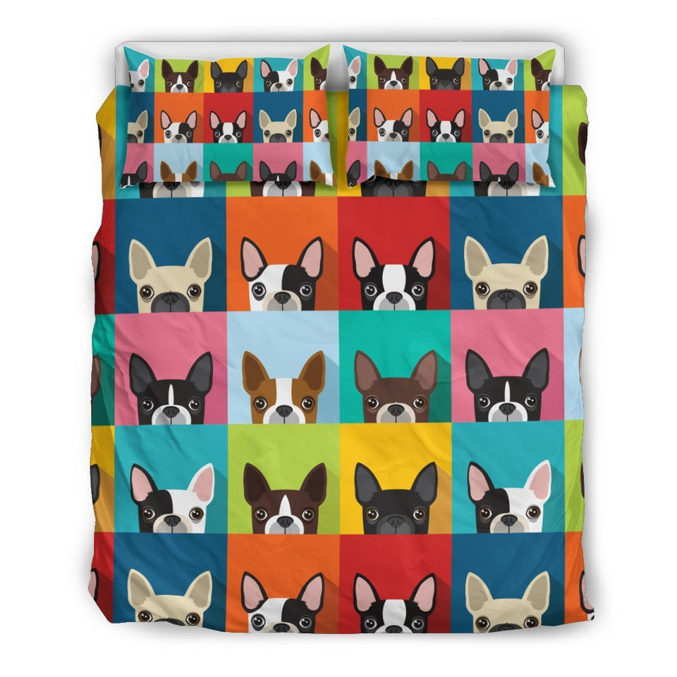 Boston Terrier Pattern Print Duvet Cover Bedding Set