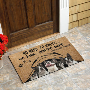 No Need To Knock... Boston Terrier Doormat Floor Mat Door Mat For Indoor Or Outdoor Use, Utility Mat For Entryway, Home Gym