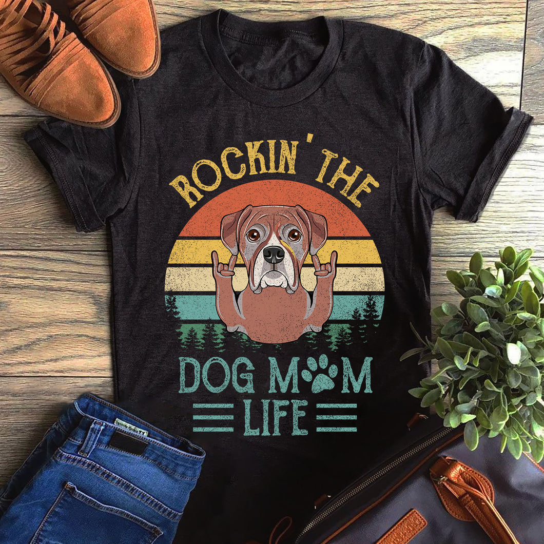 Boxer Rockin' The Dog Mom Life T-Shirt Custom T Shirts Printing Boxer Rockin' The Dog Mom Life T-Shirt Custom T Shirts Printing - Vegamart.com