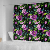 Bright Purple Floral Pattern Shower Curtain