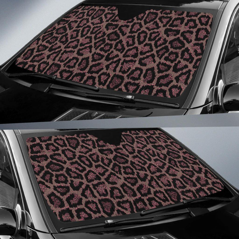 Brown Cheetah Leopard Pattern Print Car Sun Shade