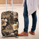 Brown Hibiscus Luggage Cover Protector