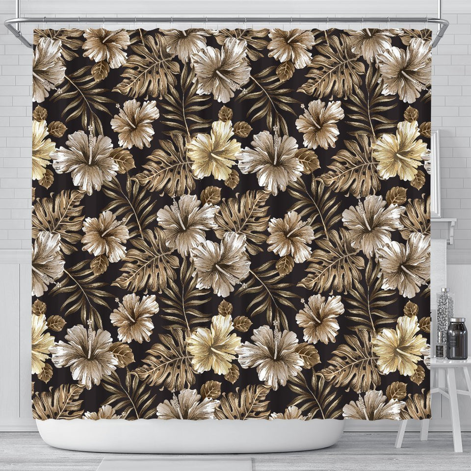 Brown Hibiscus Tropical Shower Curtain