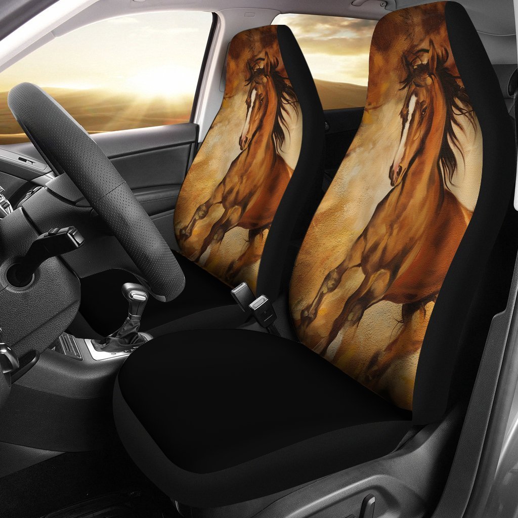 Brown Horse Painting Car Seat Covers Set 2 Pc, Car Accessories Car Mats Covers Brown Horse Painting Car Seat Covers Set 2 Pc, Car Accessories Car Mats Covers - Vegamart.com