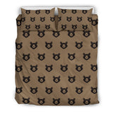 Brown Teddy Bear Pattern Print Duvet Cover Bedding Set