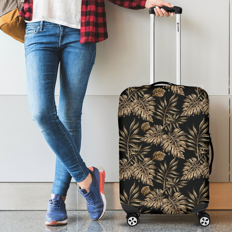 Brown Tropical Palm Leaves Luggage Cover Protector