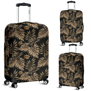 Brown Tropical Palm Leaves Luggage Cover Protector