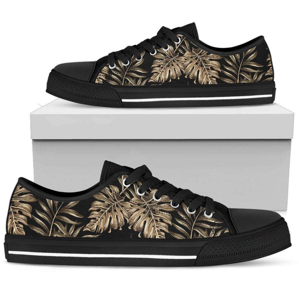 Brown Tropical Palm Leaves Low Top Shoes For Men, Women Brown Tropical Palm Leaves Low Top Shoes For Men, Women - Vegamart.com