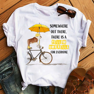 Bulldog Yellow Umbrella T-Shirt Custom T Shirts Printing Bulldog Yellow Umbrella T-Shirt Custom T Shirts Printing - Vegamart.com