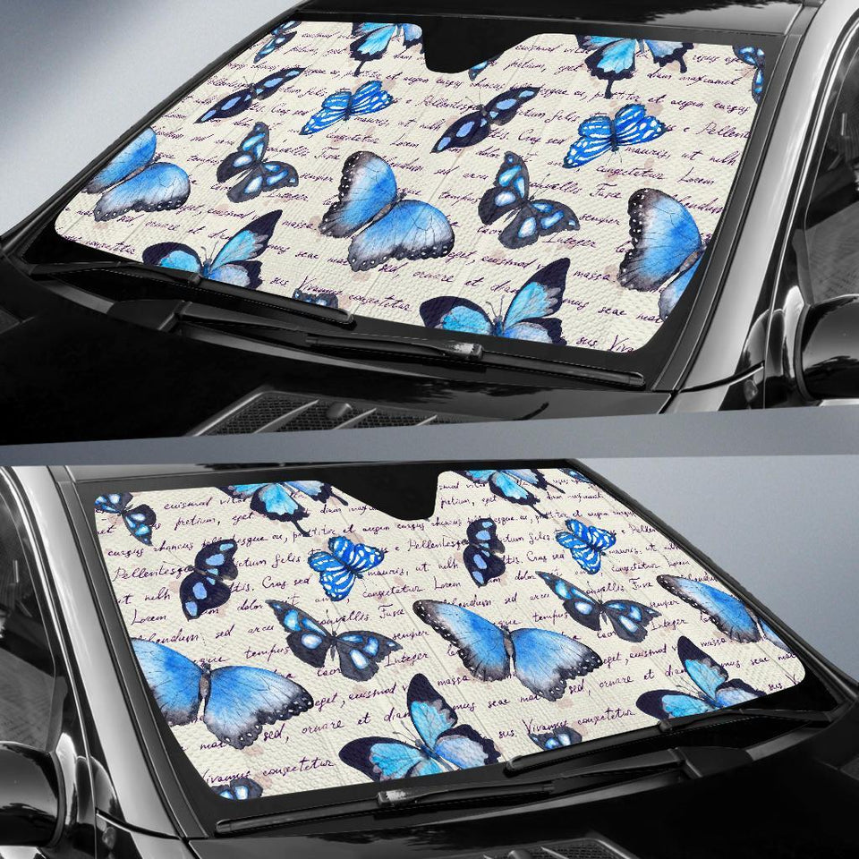 Butterfly Blue Pattern Print Car Sun Shade