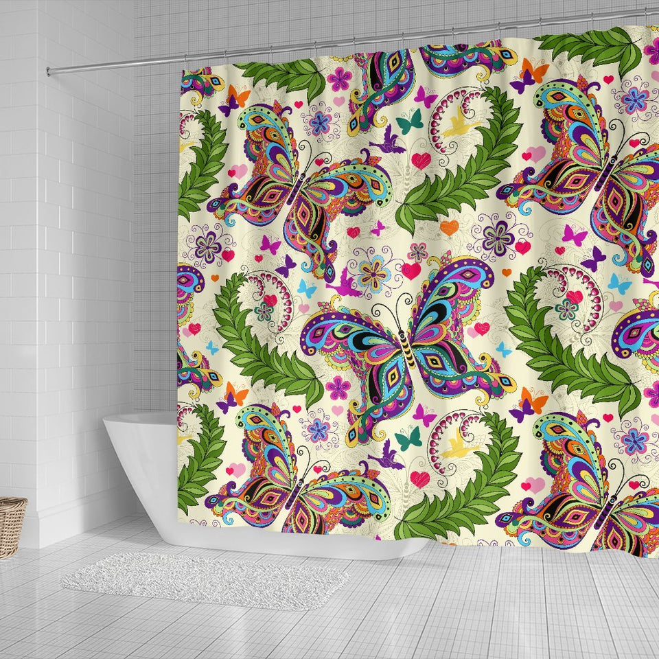 Butterfly Colorful Indian Style Shower Curtain