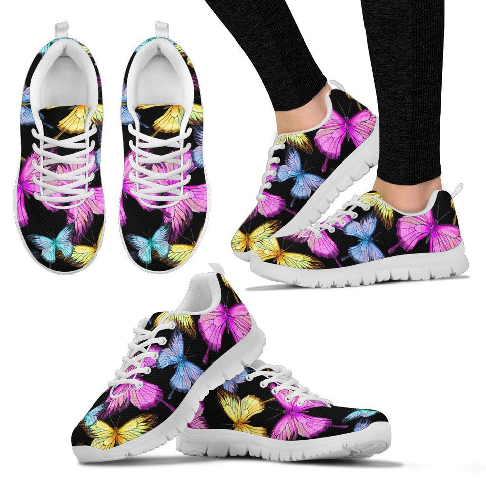 Butterfly Colorful White Sneakers Shoes For Women, Men Butterfly Colorful White Sneakers Shoes For Women, Men - Vegamart.com