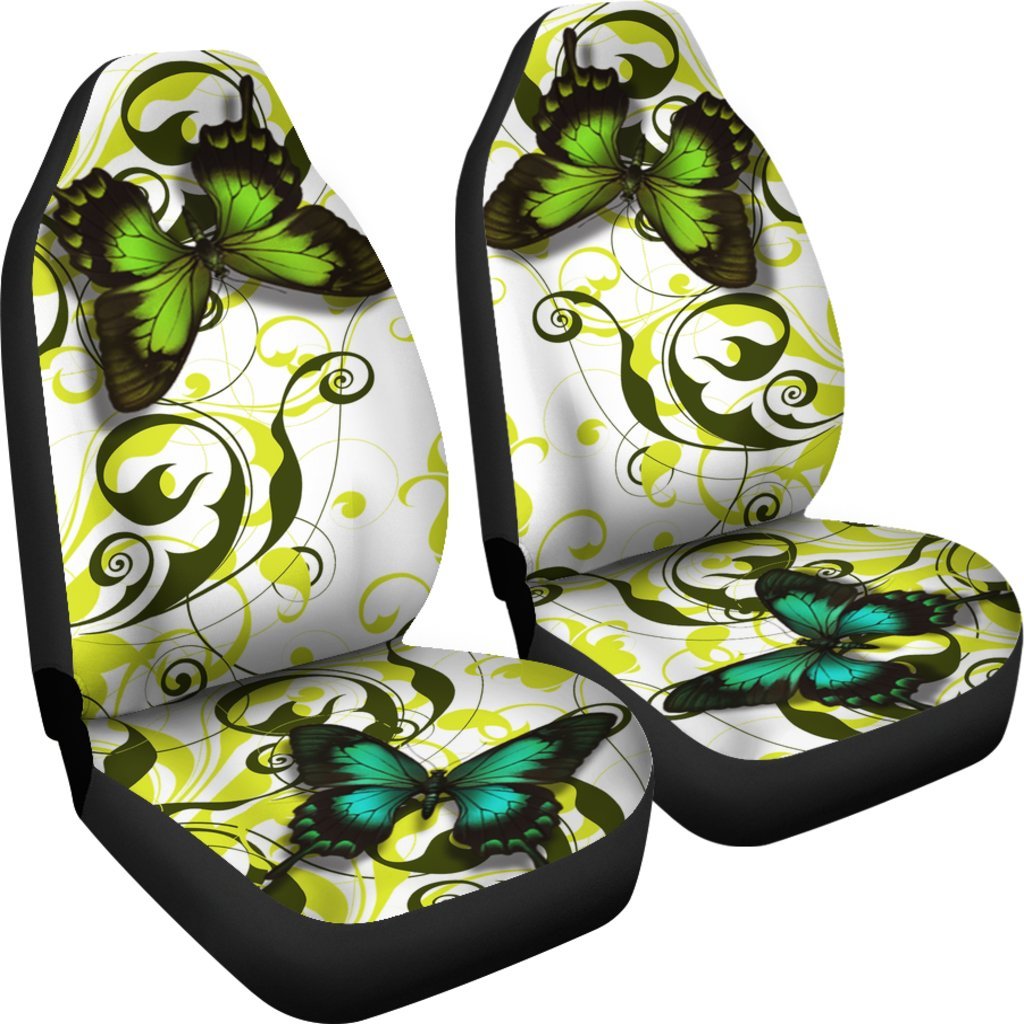 Butterfly Green Car Seat Covers Set 2 Pc, Car Accessories Car Mats Covers Butterfly Green Car Seat Covers Set 2 Pc, Car Accessories Car Mats Covers - Vegamart.com